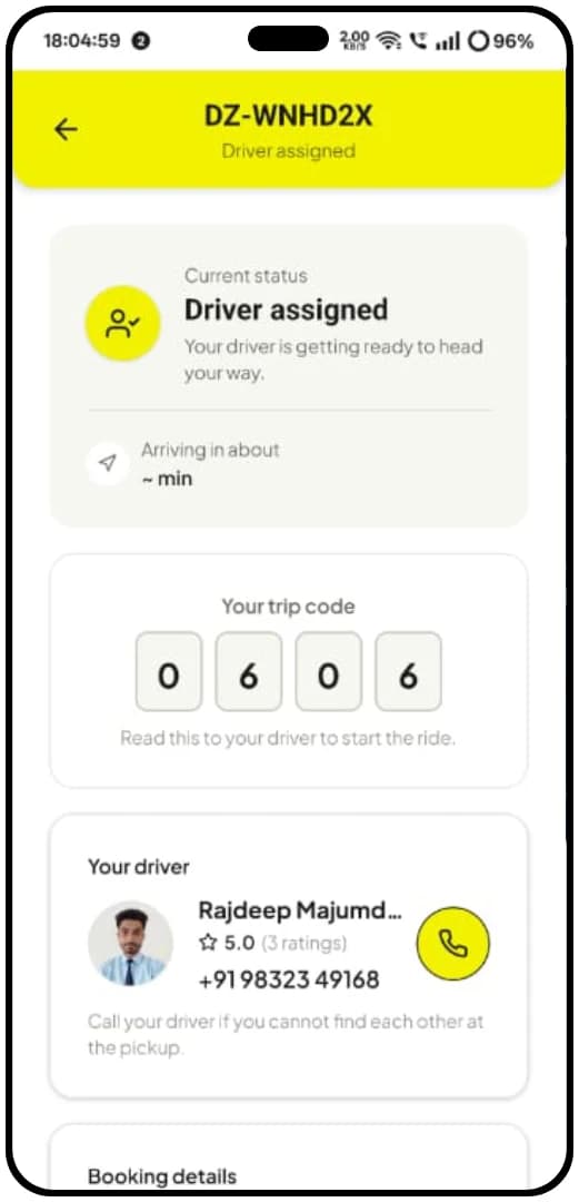 DriverZone customer app — rate your driver