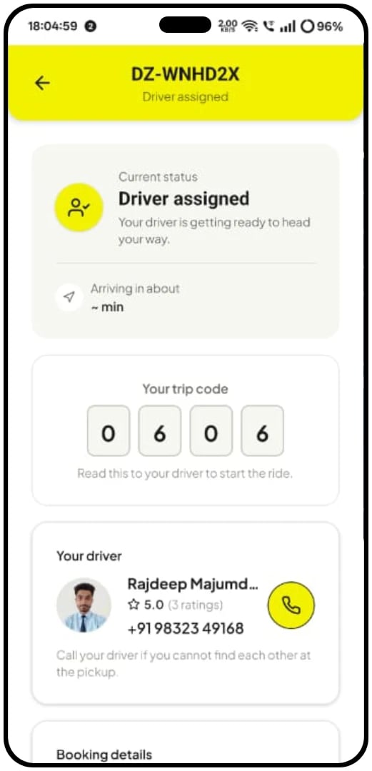 DriverZone customer app — rate your driver